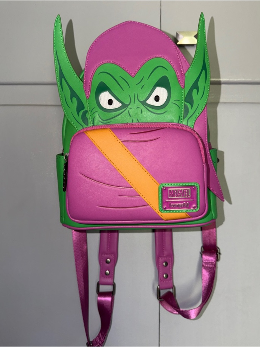 Marvel Pink & Green Green Goblin Kids Backpack with Orange Accent